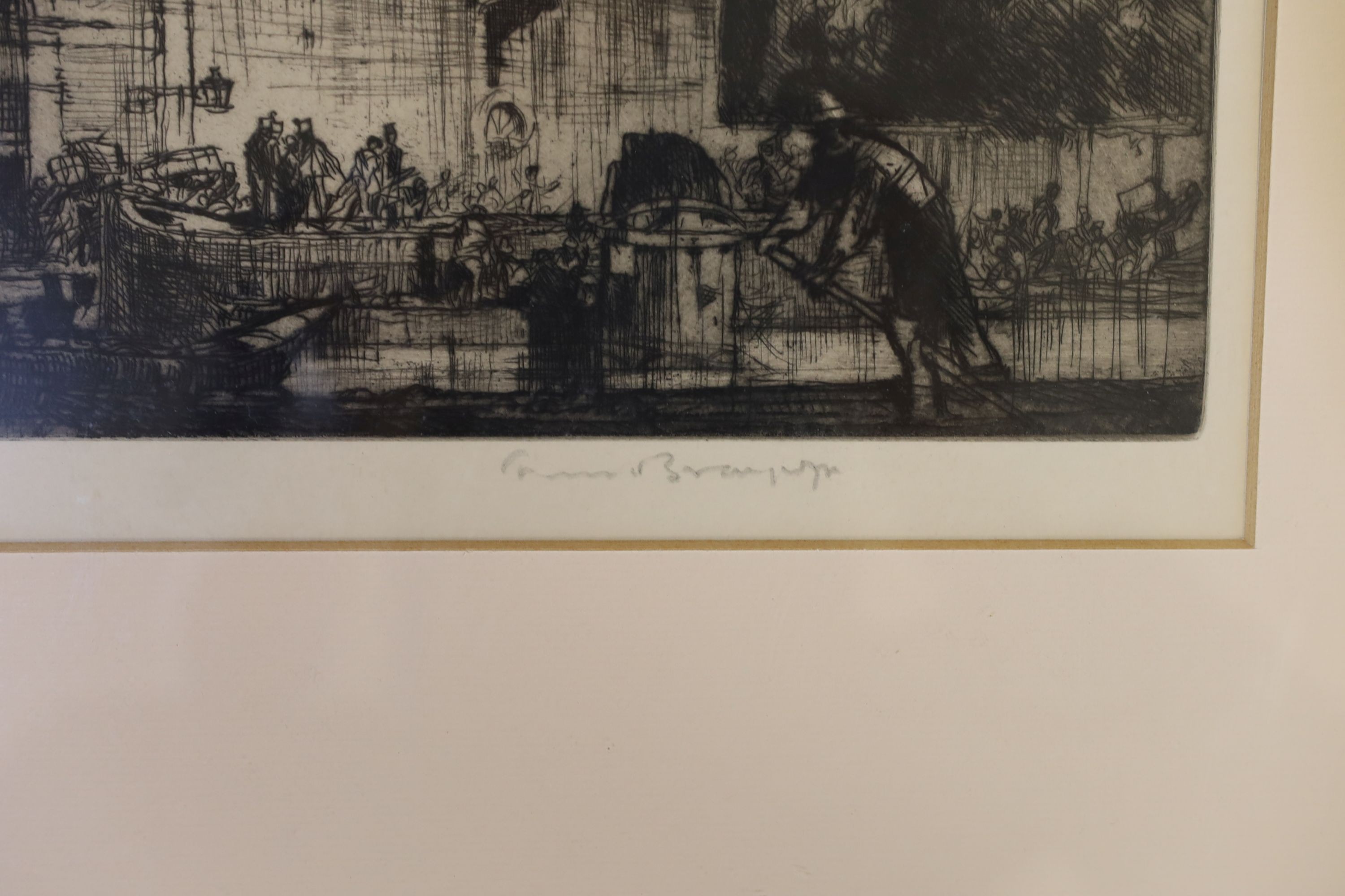 Frank Brangwyn (1867-1956), etching, The Salute from the Giudecca, signed in pencil, 28 x 36cm